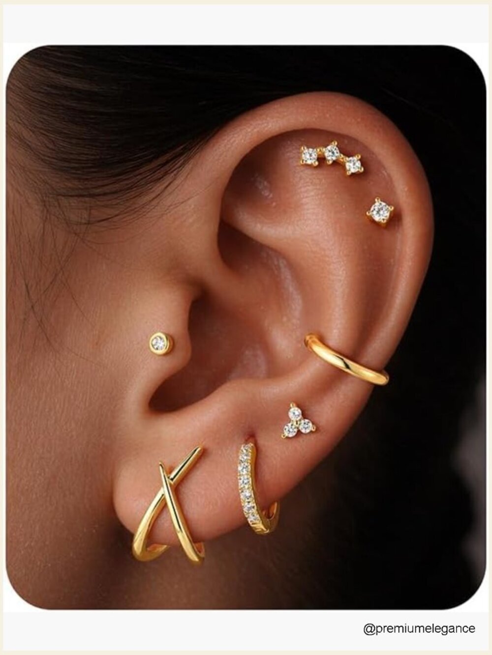 7 Pairs Gold Earrings Set - Hypoallergenic Stud Hoop Cartilage Earrings